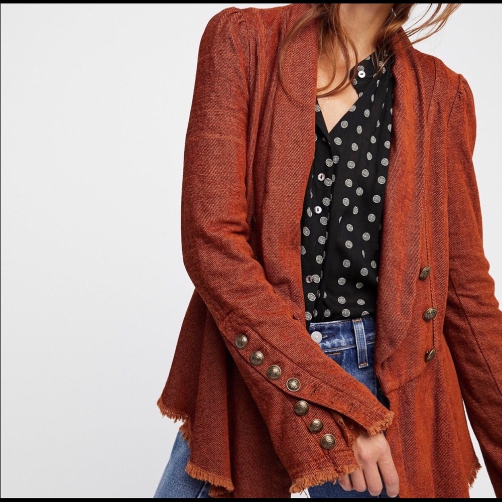 New Free People Flared Sleeve Velvet Blazer